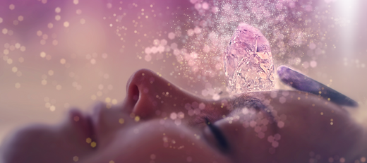 Woman meditating and doing visualization