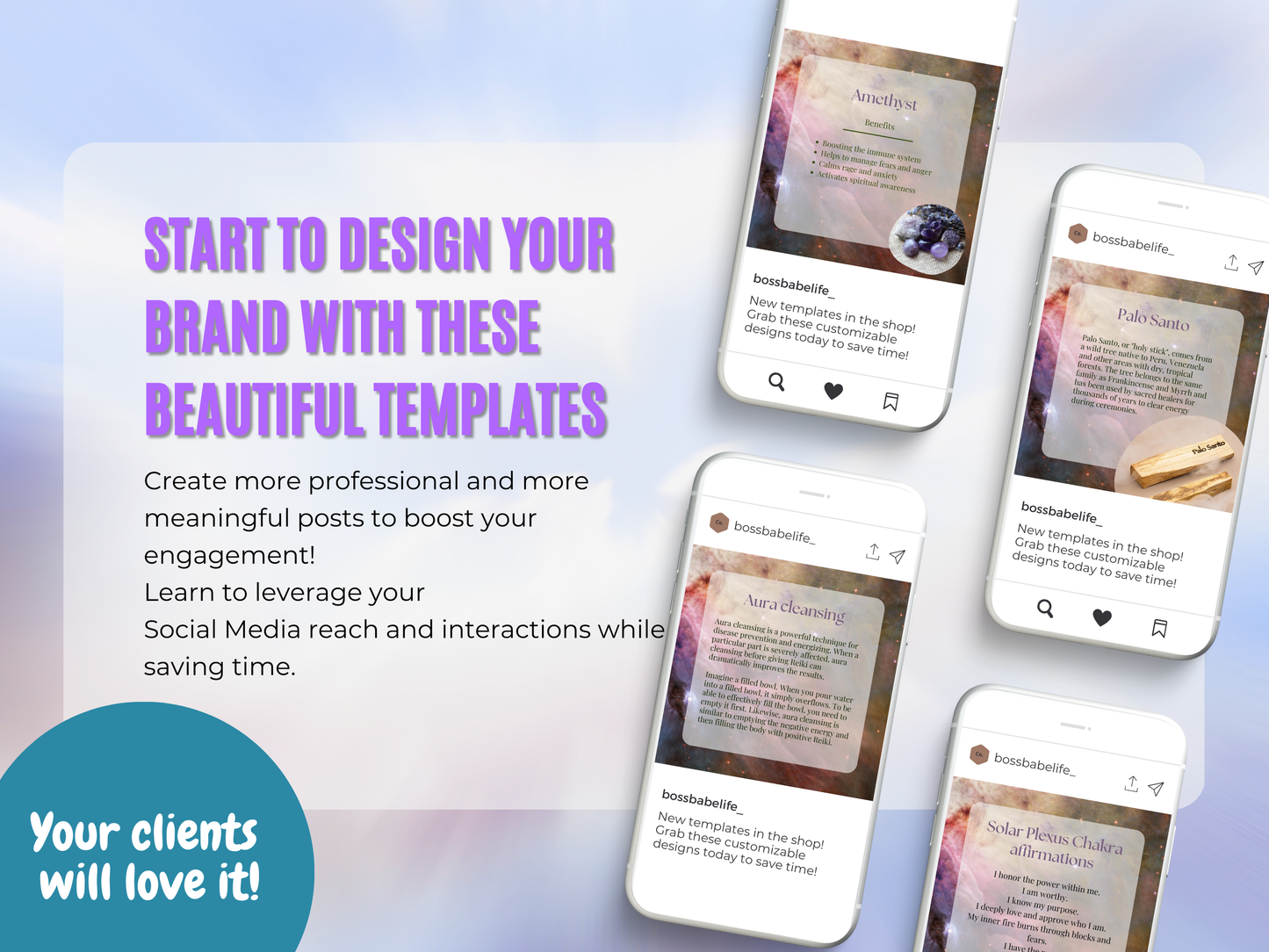 Spiritual Energy Healing Instagram Pre-made Templates to Get More Clients