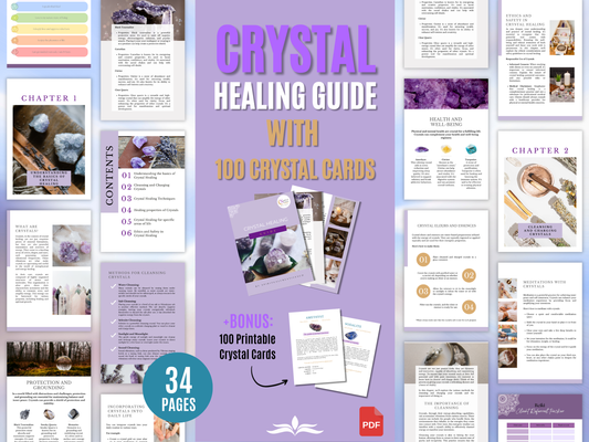 Crystal Healing Guide + BONUS 100 printable crystal info cards