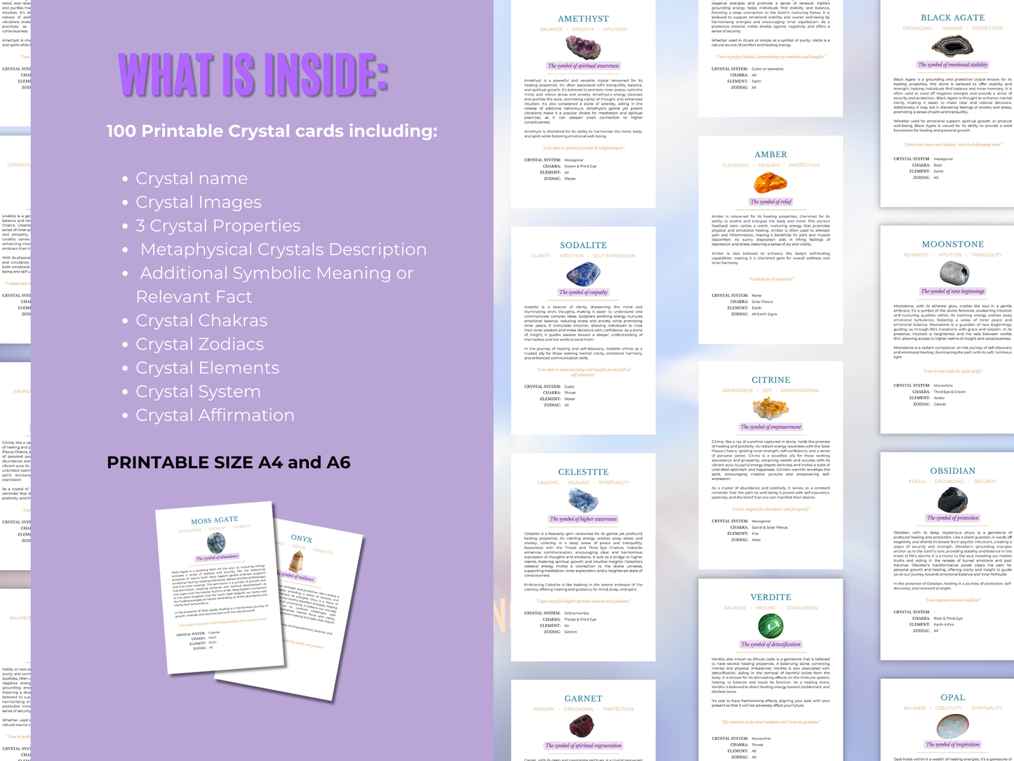 Crystal Healing Guide + BONUS 100 printable crystal info cards