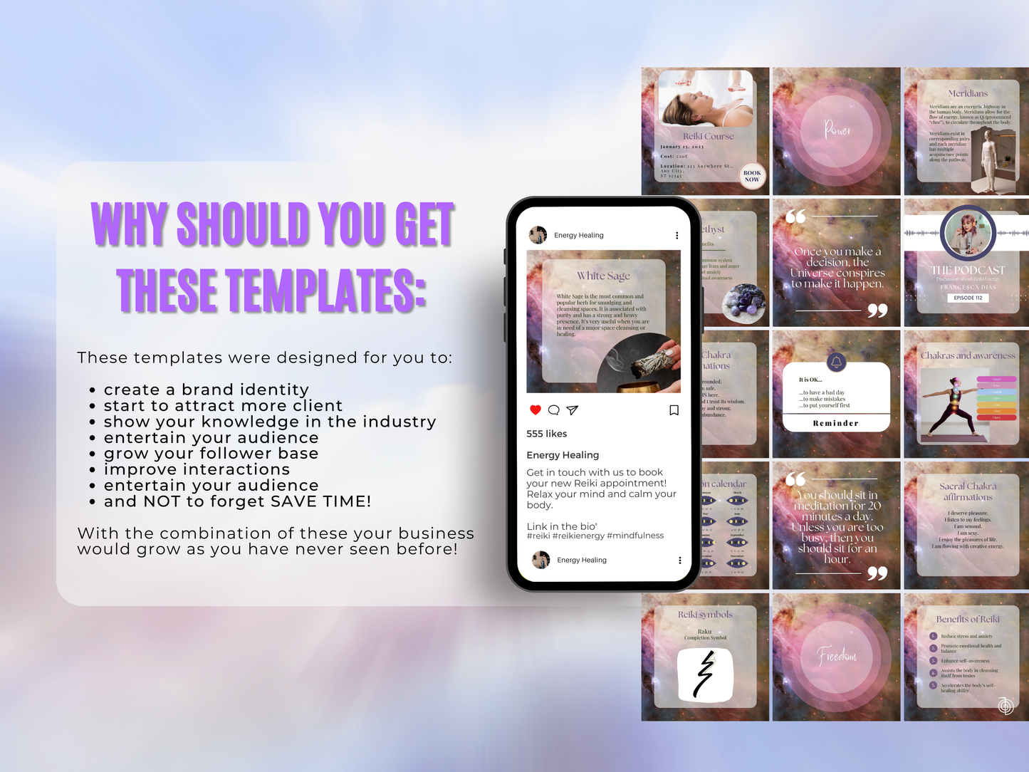 Spiritual Energy Healing Instagram Pre-made Templates to Get More Clients